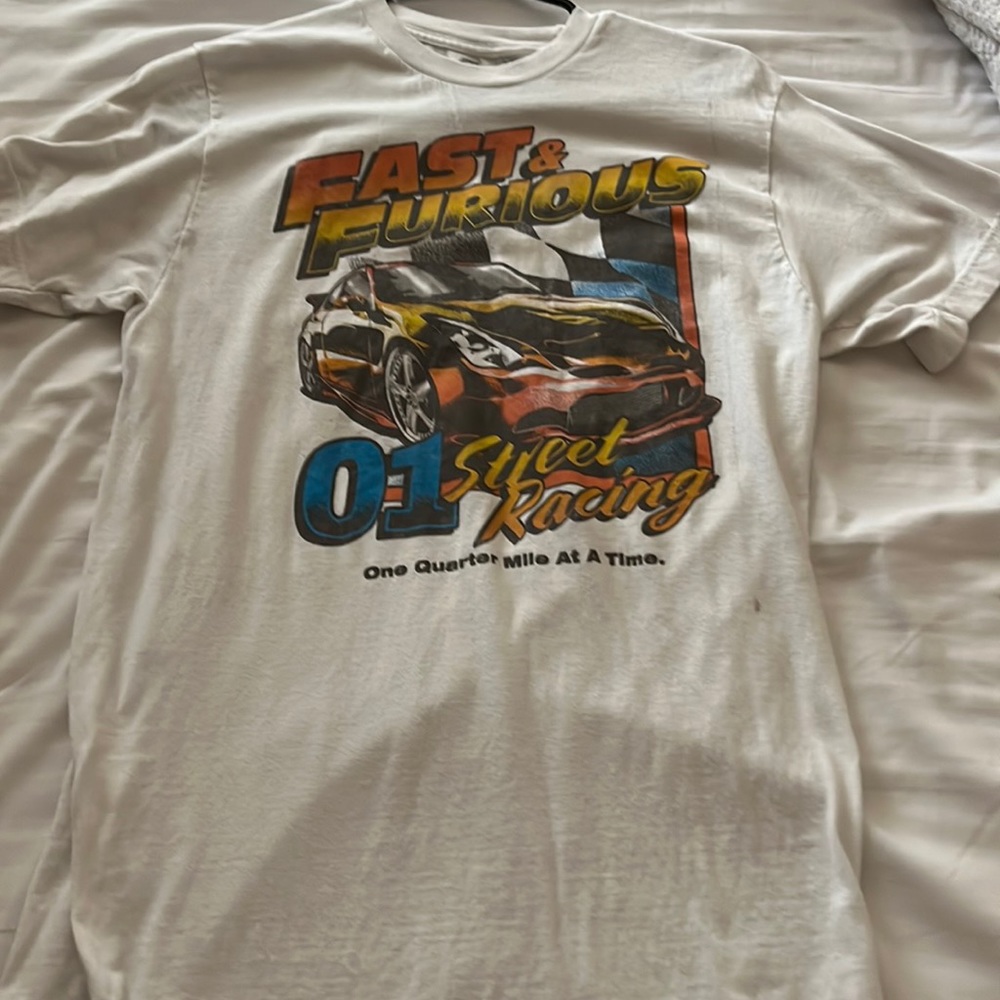 White fast and furious T-shirt